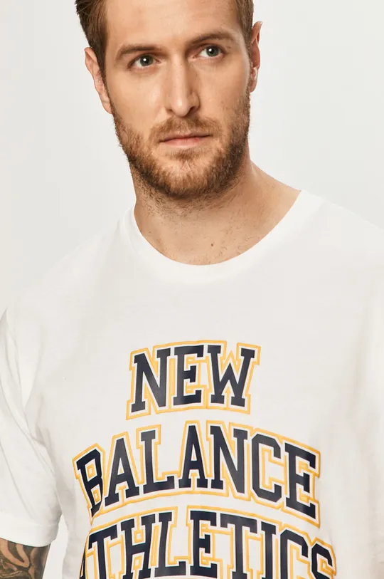 biały New Balance - T-shirt MT03518WT