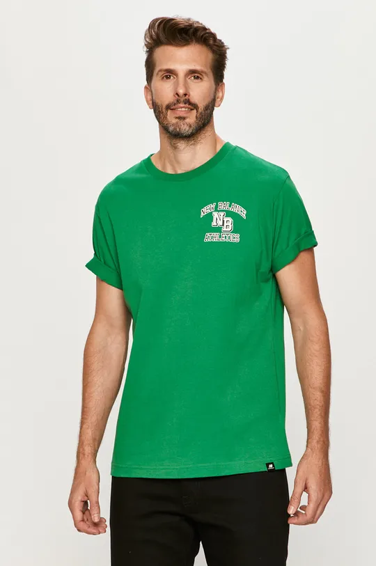 zielony New Balance - T-shirt MT03517VGN Męski