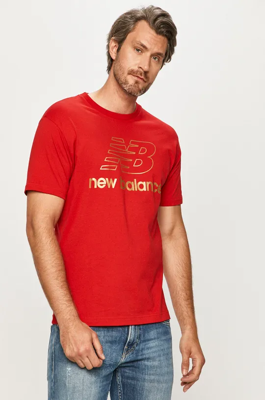 czerwony New Balance - T-shirt MT03503REP Męski