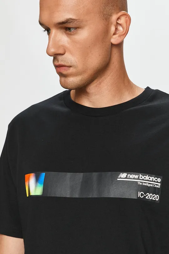 czarny New Balance - T-shirt MT03551BK