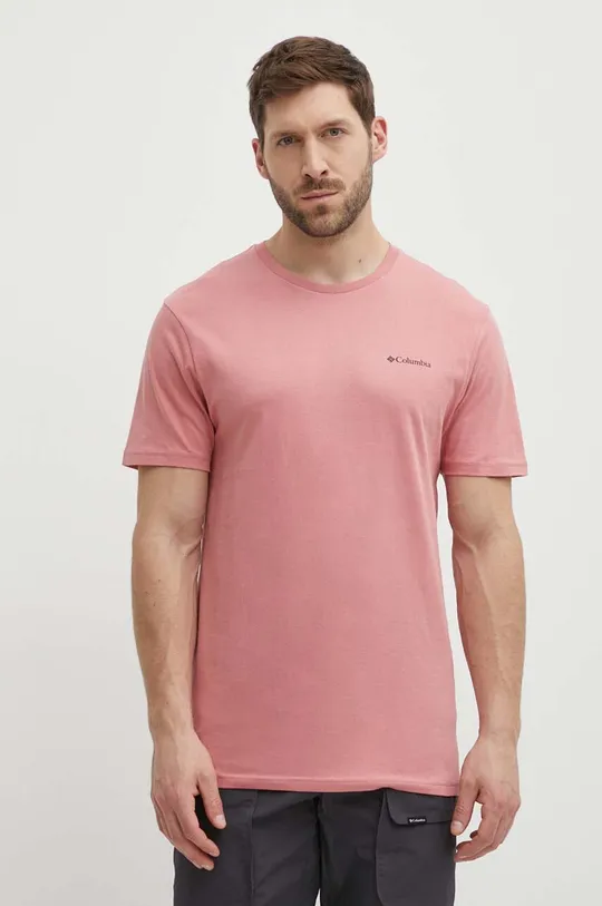 różowy Columbia t-shirt bawełniany North Cascades Męski
