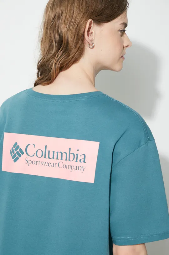 turkusowy Columbia t-shirt bawełniany North Cascades Męski
