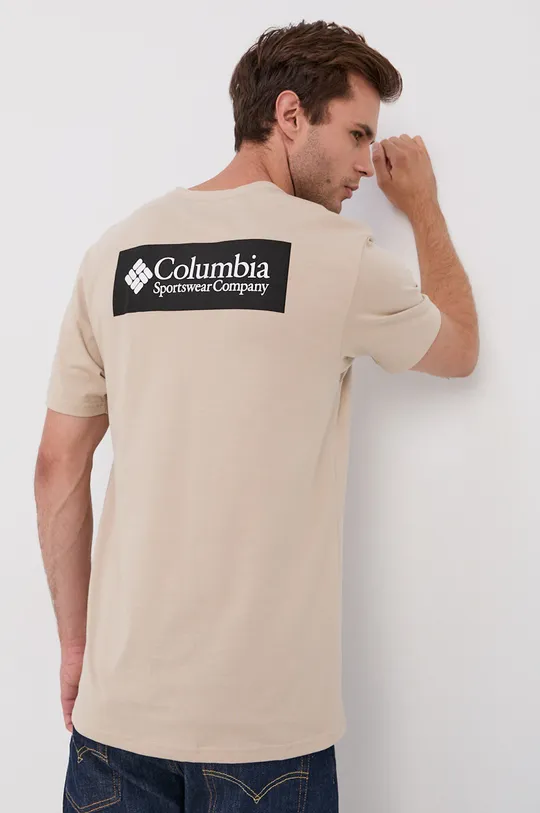 бежевый Хлопковая футболка Columbia Мужской