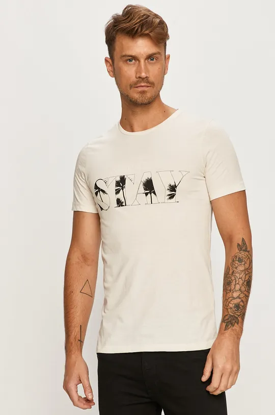 beżowy Jack & Jones - T-shirt Męski