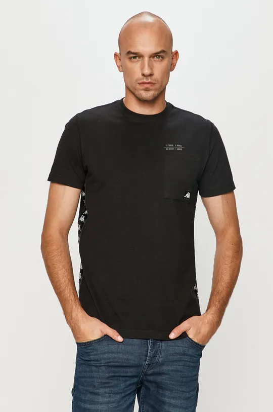 czarny Kappa - T-shirt Męski