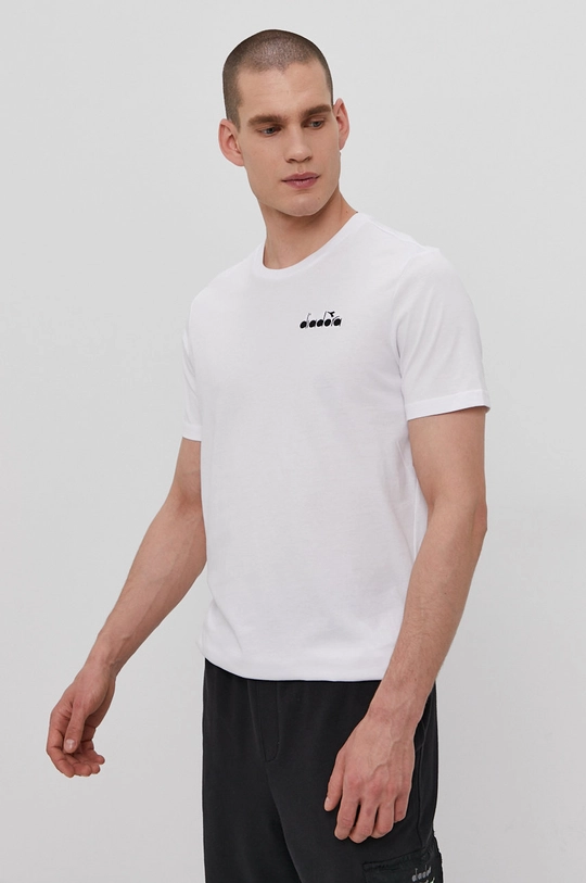 biały Diadora T-shirt Męski