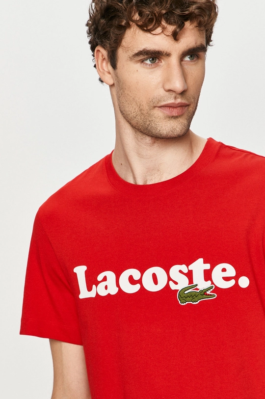 czerwony Lacoste - T-shirt TH1868 Męski