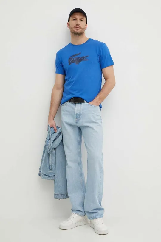 modra Kratka majica Lacoste Moški