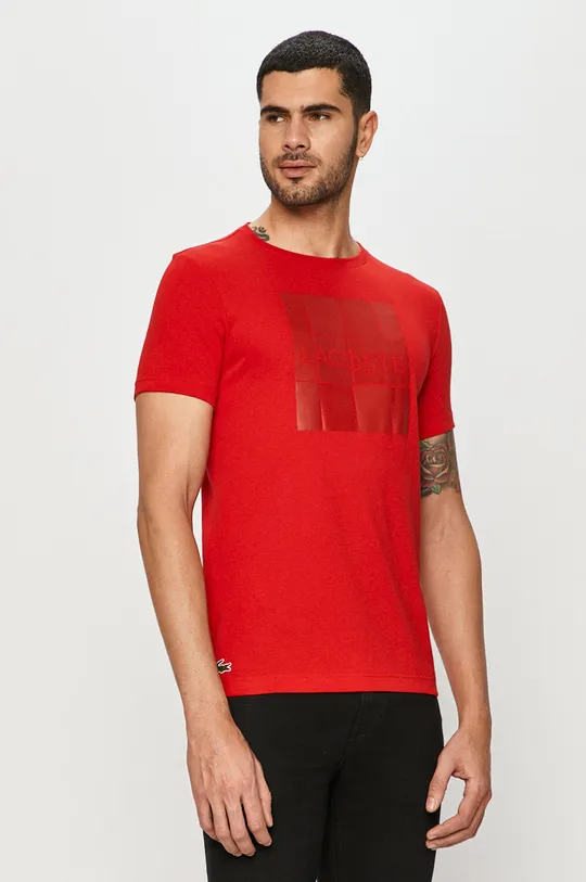 czerwony Lacoste - T-shirt TH2068 Męski
