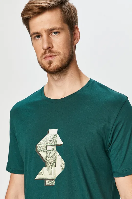 zielony John Frank - T-shirt Męski