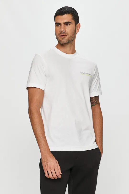 biały Calvin Klein Jeans - T-shirt J30J315735 Męski