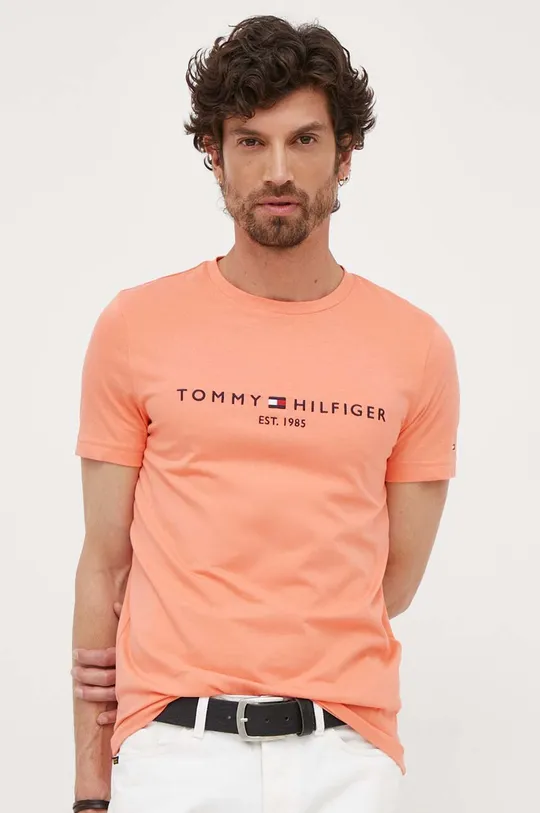 narancssárga Tommy Hilfiger pamut póló