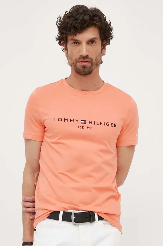 oranžna Bombažna kratka majica Tommy Hilfiger