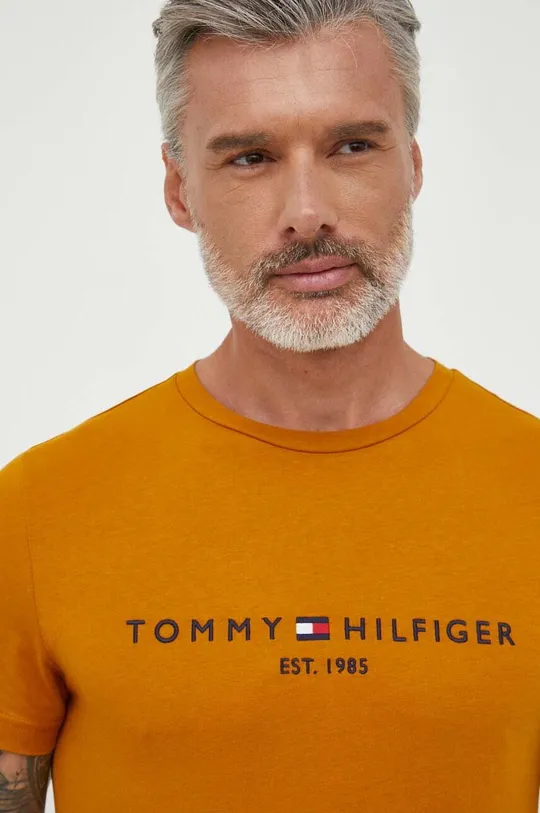 πορτοκαλί Βαμβακερό μπλουζάκι Tommy Hilfiger