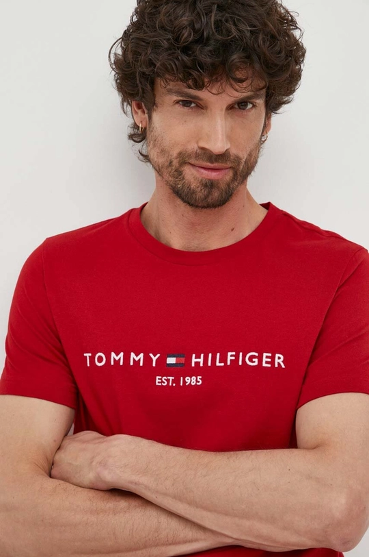 červená Bavlnené tričko Tommy Hilfiger Pánsky