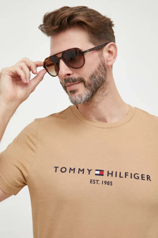 bézs Tommy Hilfiger pamut póló