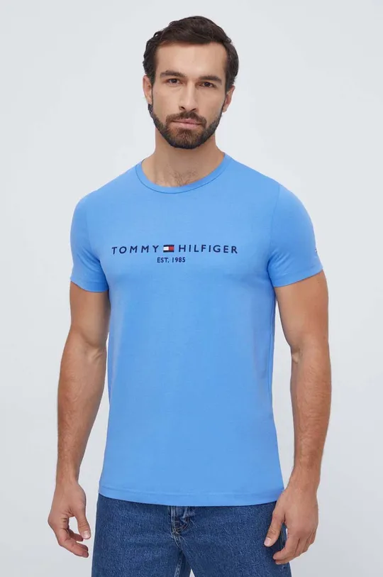 plava Pamučna majica Tommy Hilfiger Muški