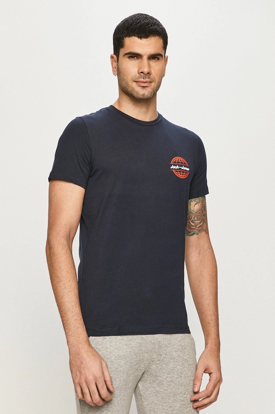 granatowy Jack & Jones - T-shirt Męski