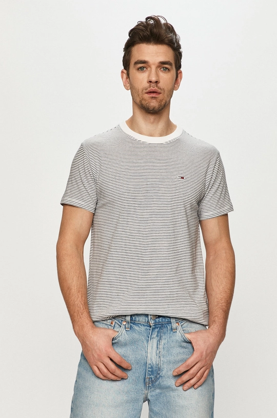 biały Tommy Jeans - T-shirt DM0DM08677 Męski