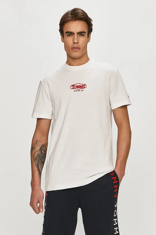 biały Tommy Jeans - T-shirt DM0DM08796 Męski