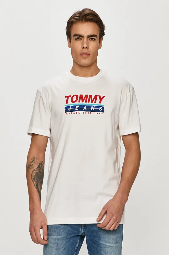 biały Tommy Jeans - T-shirt DM0DM08800 Męski