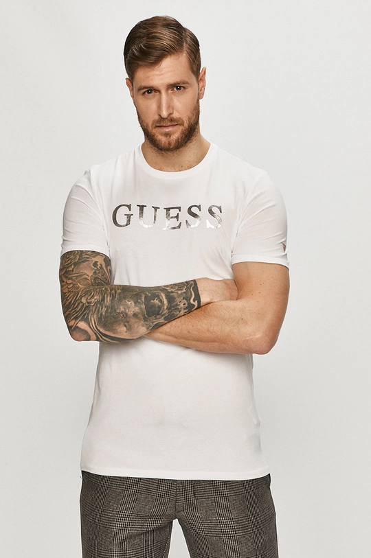 biały Guess - T-shirt Męski