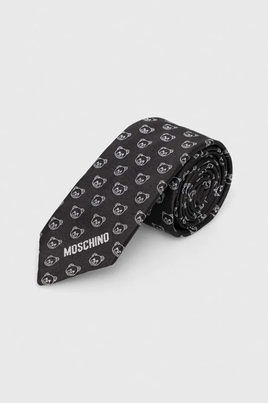 czarny Moschino krawat Męski