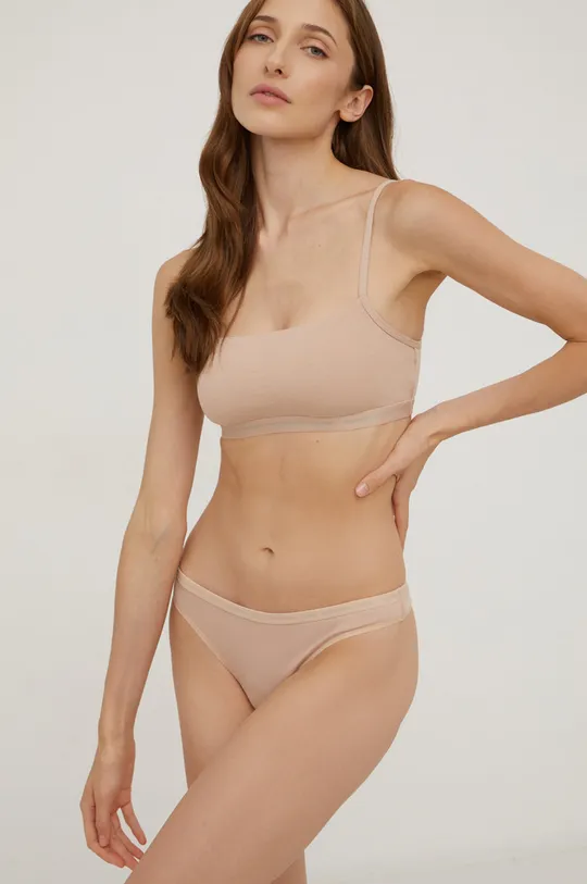 Calvin Klein Underwear Stringi (2-pack) beżowy