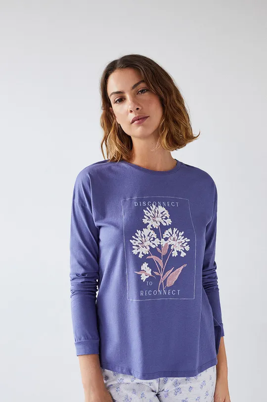 women'secret Longsleeve piżamowy fioletowy