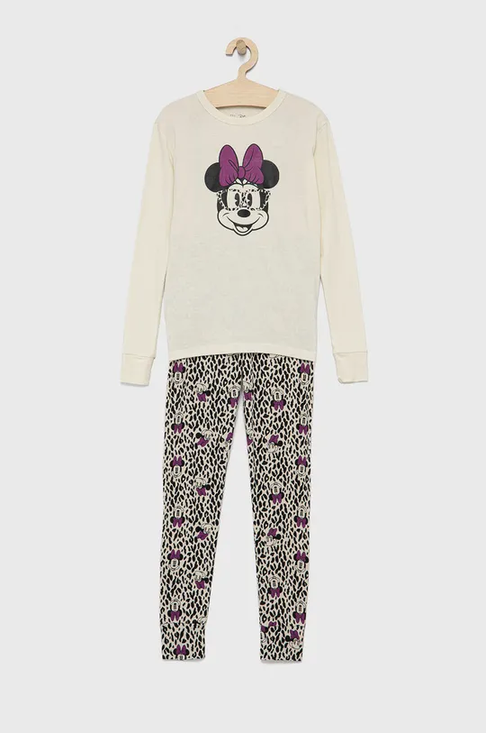 bež Dječja pamučna pidžama GAP x Disney Za djevojčice