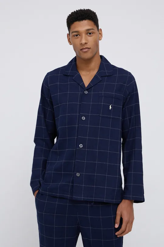 Pamučna pidžama Polo Ralph Lauren mornarsko plava
