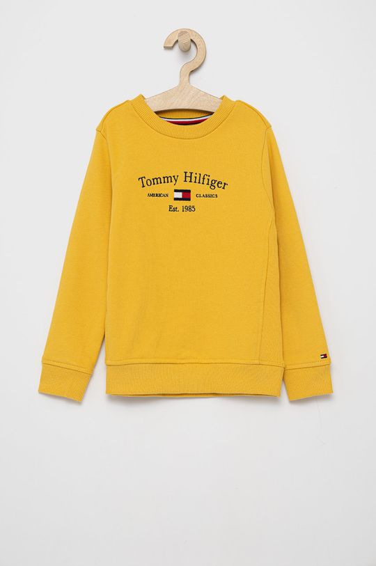 žlutá Dětská bavlněná mikina Tommy Hilfiger Chlapecký