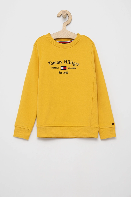 žltá Detská bavlnená mikina Tommy Hilfiger Chlapčenský