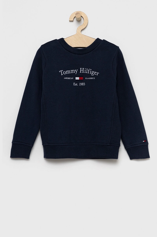 tmavomodrá Detská bavlnená mikina Tommy Hilfiger Chlapčenský