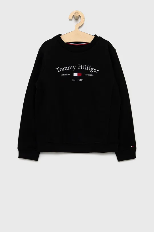 μαύρο Παιδική βαμβακερή μπλούζα Tommy Hilfiger Για αγόρια
