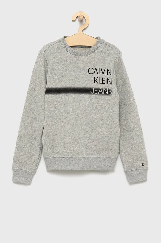 сірий Дитяча бавовняна кофта Calvin Klein Jeans Для хлопчиків