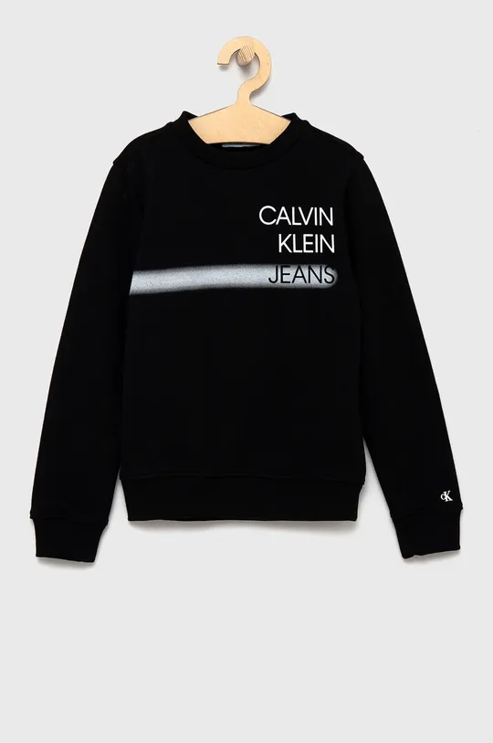 czarny Calvin Klein Jeans Bluza bawełniana dziecięca IB0IB00902.4890 Chłopięcy