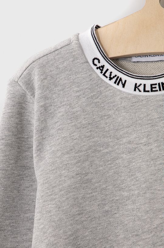 Detská bavlnená mikina Calvin Klein Jeans svetlosivá