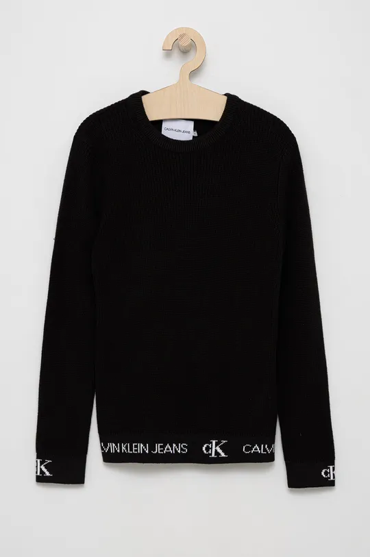czarny Calvin Klein Jeans Sweter dziecięcy IB0IB00725.4890 Chłopięcy