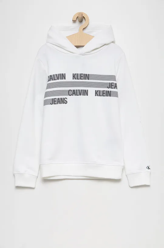 biały Calvin Klein Jeans Bluza bawełniana dziecięca IB0IB00986.4890 Chłopięcy