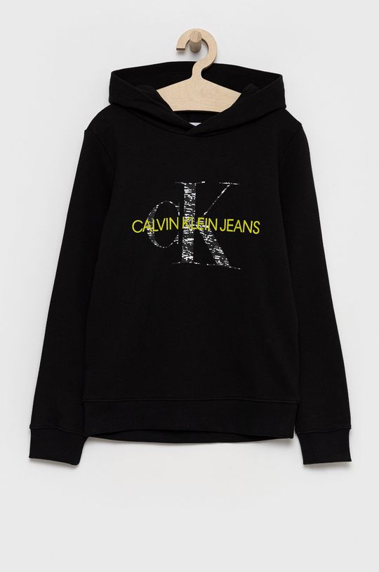 černá Dětská bavlněná mikina Calvin Klein Jeans Chlapecký