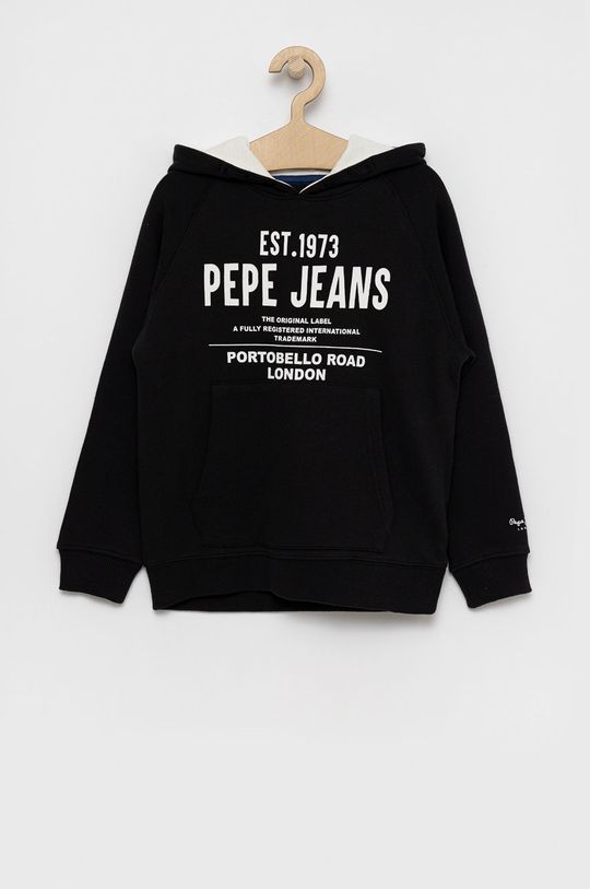 czarny Pepe Jeans Bluza bawełniana dziecięca Chłopięcy
