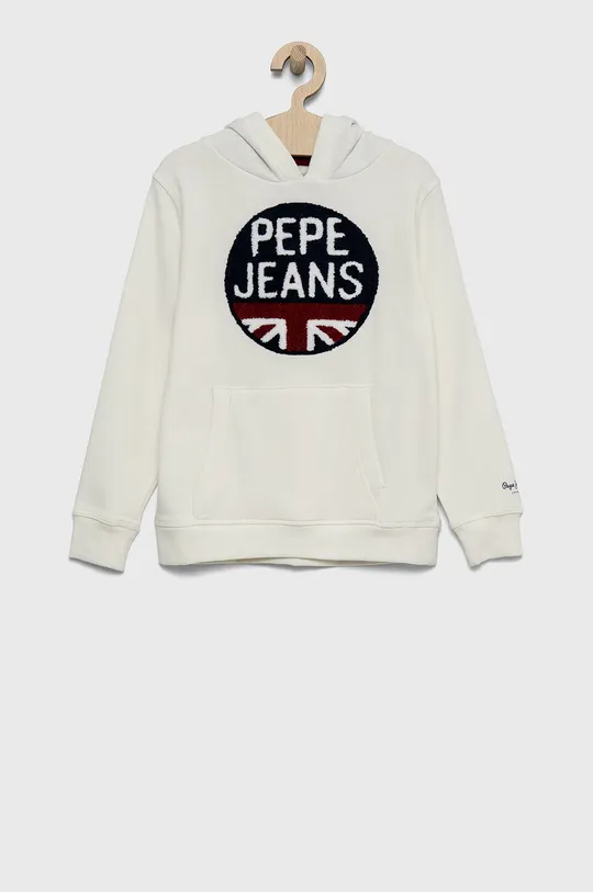 biały Pepe Jeans Bluza bawełniana dziecięca Chłopięcy