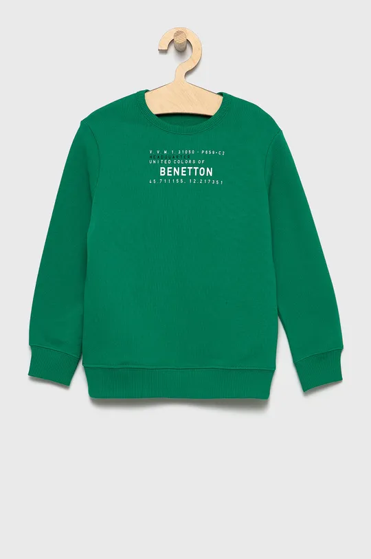 zielony United Colors of Benetton Bluza bawełniana dziecięca Chłopięcy