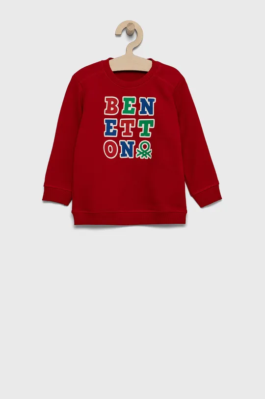 czerwony United Colors of Benetton Bluza bawełniana dziecięca Chłopięcy