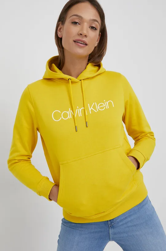 Bavlnená mikina Calvin Klein žltá