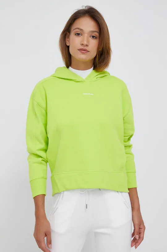 zelená Bavlnená mikina Calvin Klein Jeans Dámsky