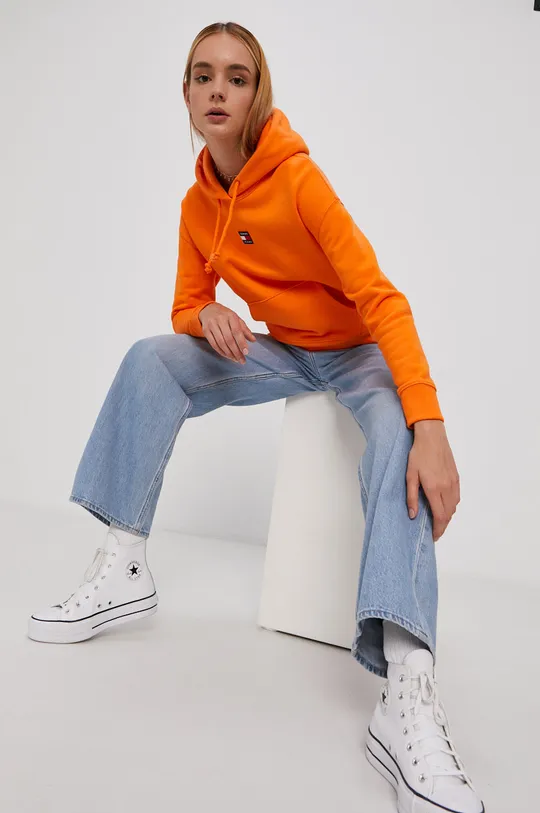 pomarańczowy Tommy Jeans bluza bawełniana Damski