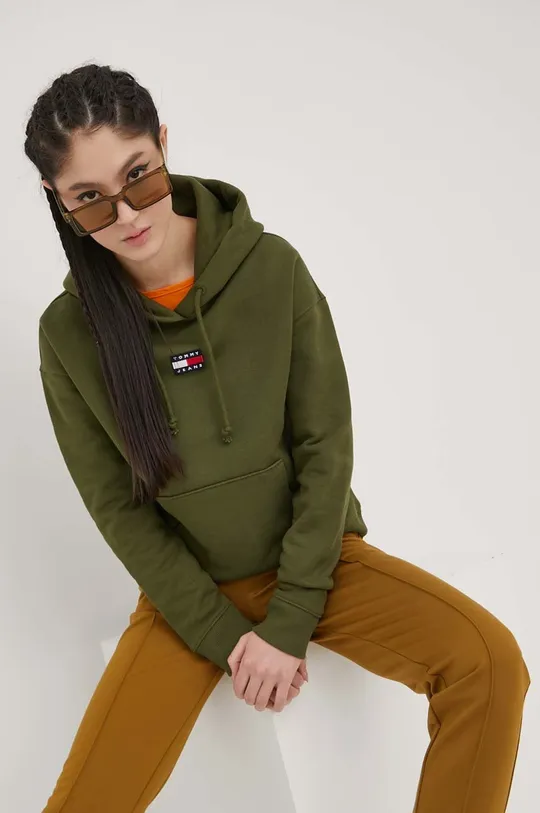 πράσινο Βαμβακερή μπλούζα Tommy Jeans Γυναικεία