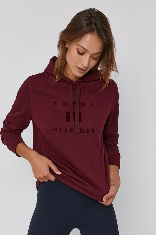 bordowy Tommy Hilfiger Bluza bawełniana